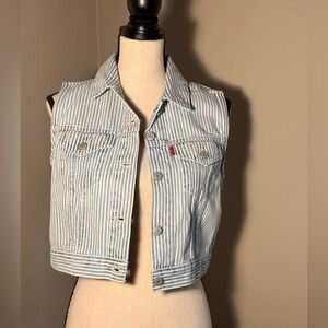 Levi's Blue Striped Denim Vest